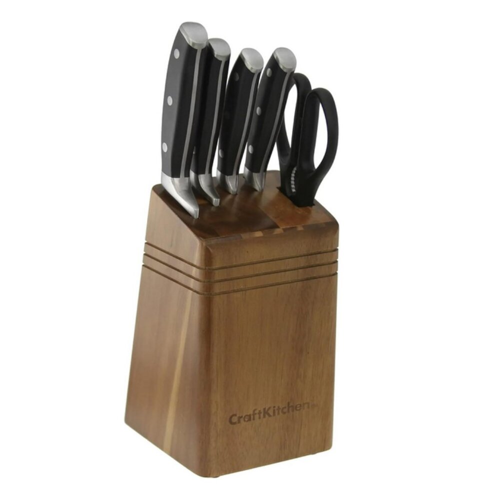 CraftKitchen Classic Collection 6 Piece Triple Rivet Knife Block Set - Picture 2 of 7